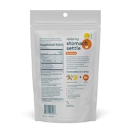UpSpring Stomach Settle for Moms Drops for Occasional Morning Sickness with Ginger, Lemon, Spearmint, and B6. Individually Wrapped Drops, 28 Ct(Packaging May Vary)