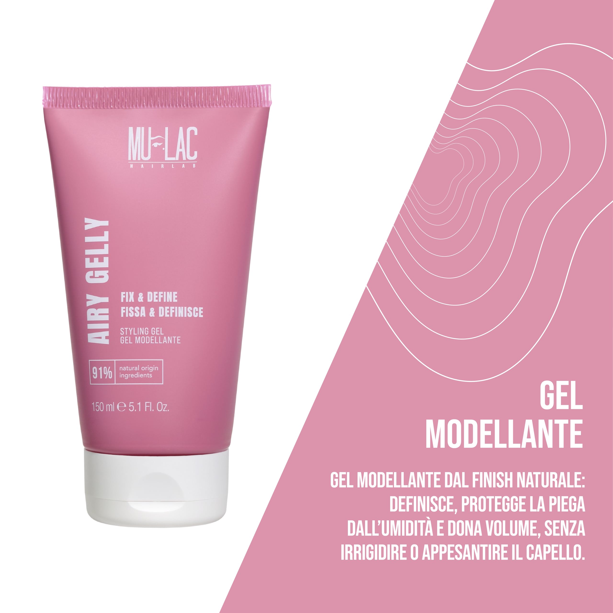Mulac Cosmetics AIR GELLY Gel Modellante adatto a tutti i tipi di capelli Fissa e Definisce Vegan 150 ml