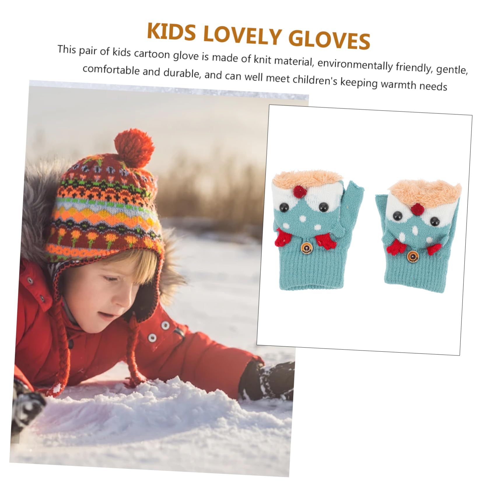 WOFASHPURET 1 Pair Kids Winter Gloves Youth Thermal Plush Mittens Snowproof Gloves