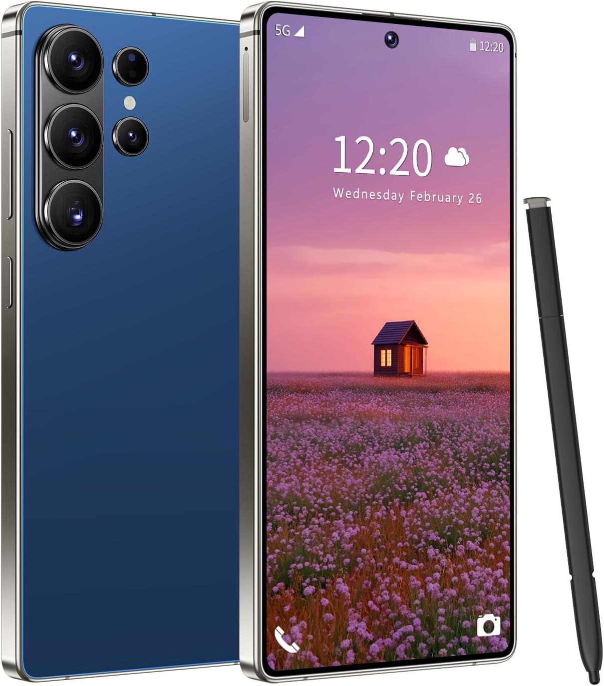 I26 Ultra 5G Unlocked Phones, Built in Pen, 7000mAh Long Battery Life Smartphone, 6.99" HD Screen Unlocked Cell Phone, 16+512GB Phone for Android15, Face ID/Fingerprint Lock/Dual SIM/GPS (Deep Blue)