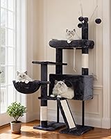 Gitelnour Cat Tree for Small Cats & Kittens - Tower with Scratching Post, Removable Platform, Hanging Basket & Toys, Smoky Gray GCT006SG