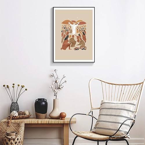 Miniatura 9 de OAOPIC Póster enmarcado en negro de Jesús Feeds 5000 con versículos bíblicos de Cristo en blanco y negro, lienzo para pared, arte de pared bohemio