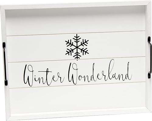 Miniatura 32 de Elegant Designs HG2000-AHH Margarita Drinks Lime Bar Kitchen Wetbar Bandeja Decorativa de Madera para Servir con Asas, 15.50" x 12", Aqua Wash Happy