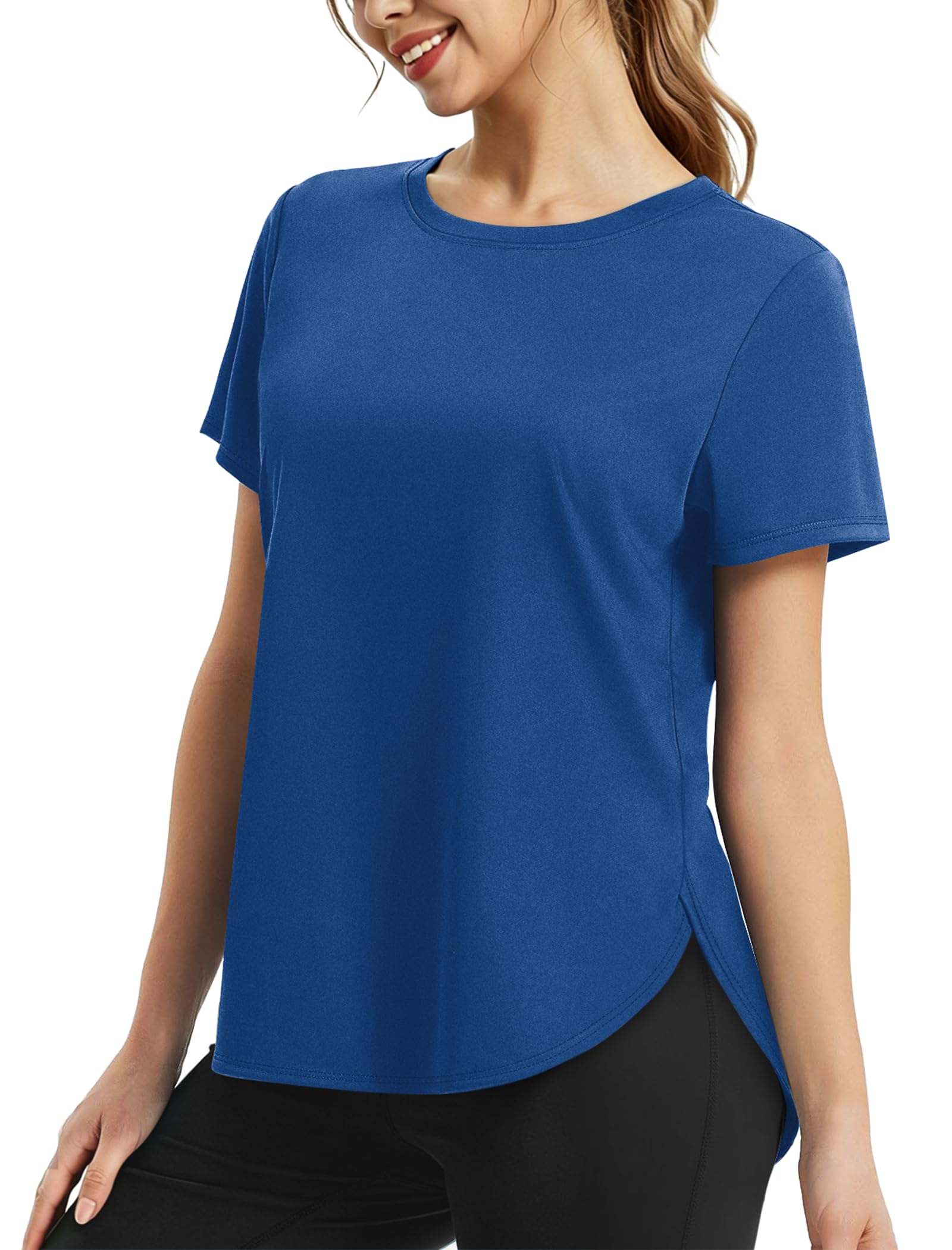 NIASHOT Workout Tops for Women Activewear Short Sleeve Shirts Gym Clothes Pilates Running Yoga Tops UPF 50+ Quick Dry — view 13