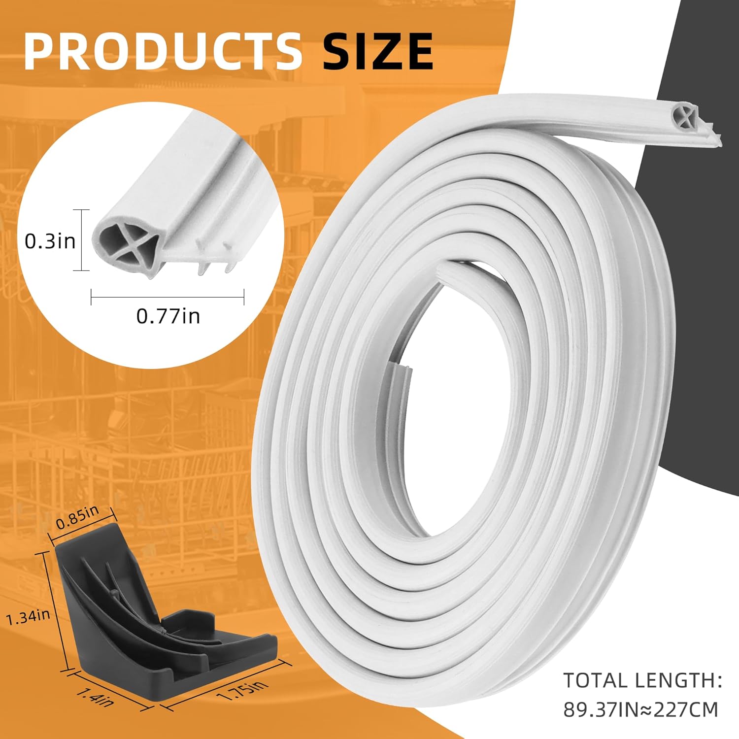 WD08X10057 Dishwasher Door Gasket Seal Kit Fit for G-E Hot-Point Ken-More with WD8X227 & WD8X228 Corner Gaskets by MIFLUS