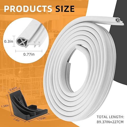 Miniatura 2 de WD08X10057 Kit de sellado de junta de puerta de lavavajillas apto para G-E Hot-Point Ken-More con juntas de esquina WD8X227 y WD8X228 por MIFLUS