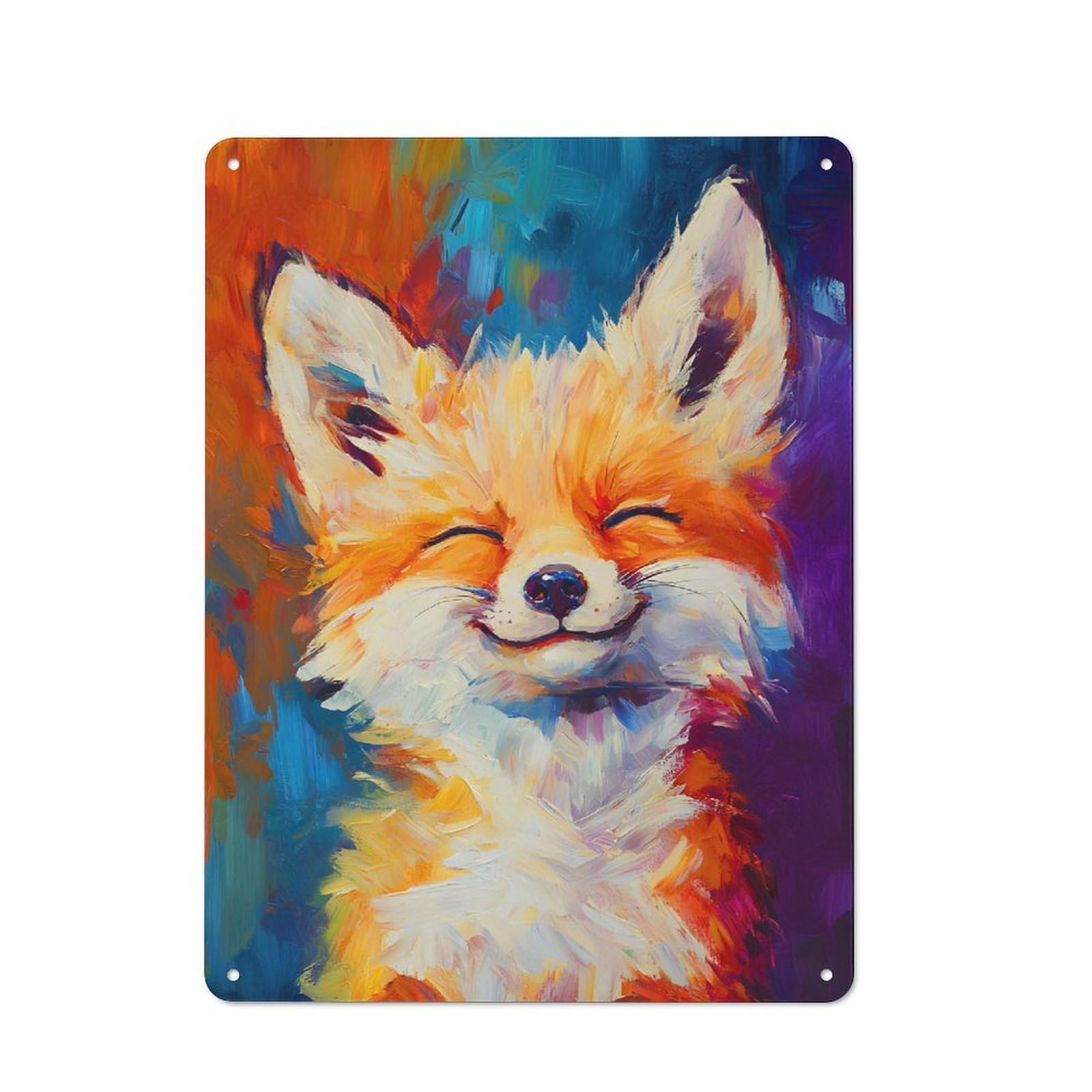 Junmoney Blissful Cute Fox Vintage Tin Sign 40X30cm With For Man Cave Or Games Room, For Games Room Collectors