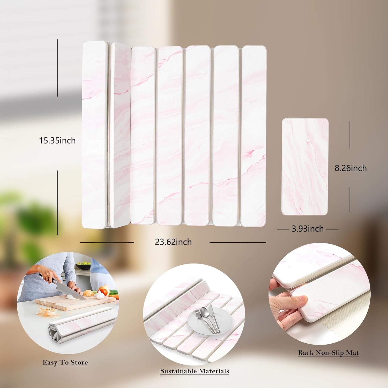 2 PCS Large Stone Dish Drying Mats for Kitchen Counter，Quick Dry Stone Dishes Mats，Diatomaceous Dish Drying Pad, Foldable and Super Absorbent Drain Mat for Dishes Pans Glassware（24"×16" & 8"x4"）