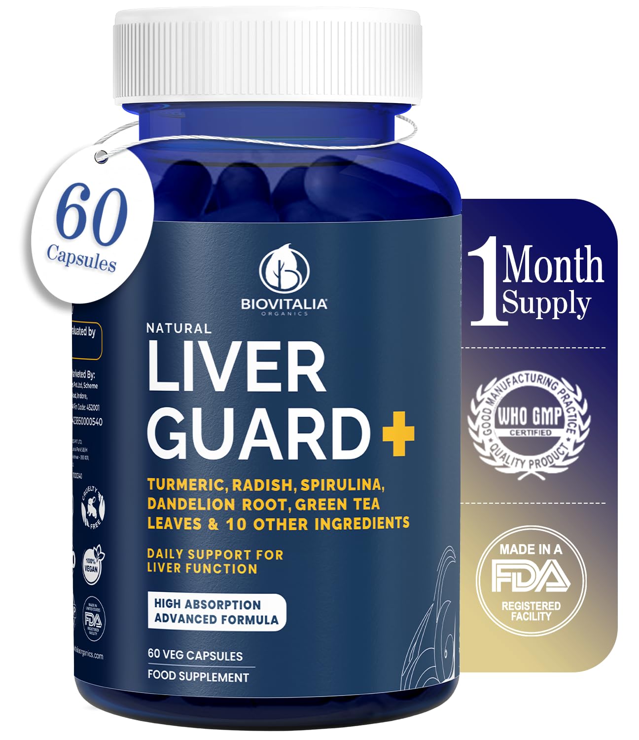 Sponsored Ad – Biovitalia Liver Guard+ Capsules Liver Detox Supplement for Liver Health & Antioxidant Support Helps Against Fatty Liver - Liver Support Supplement Capsules - 60 Vegan Capsules