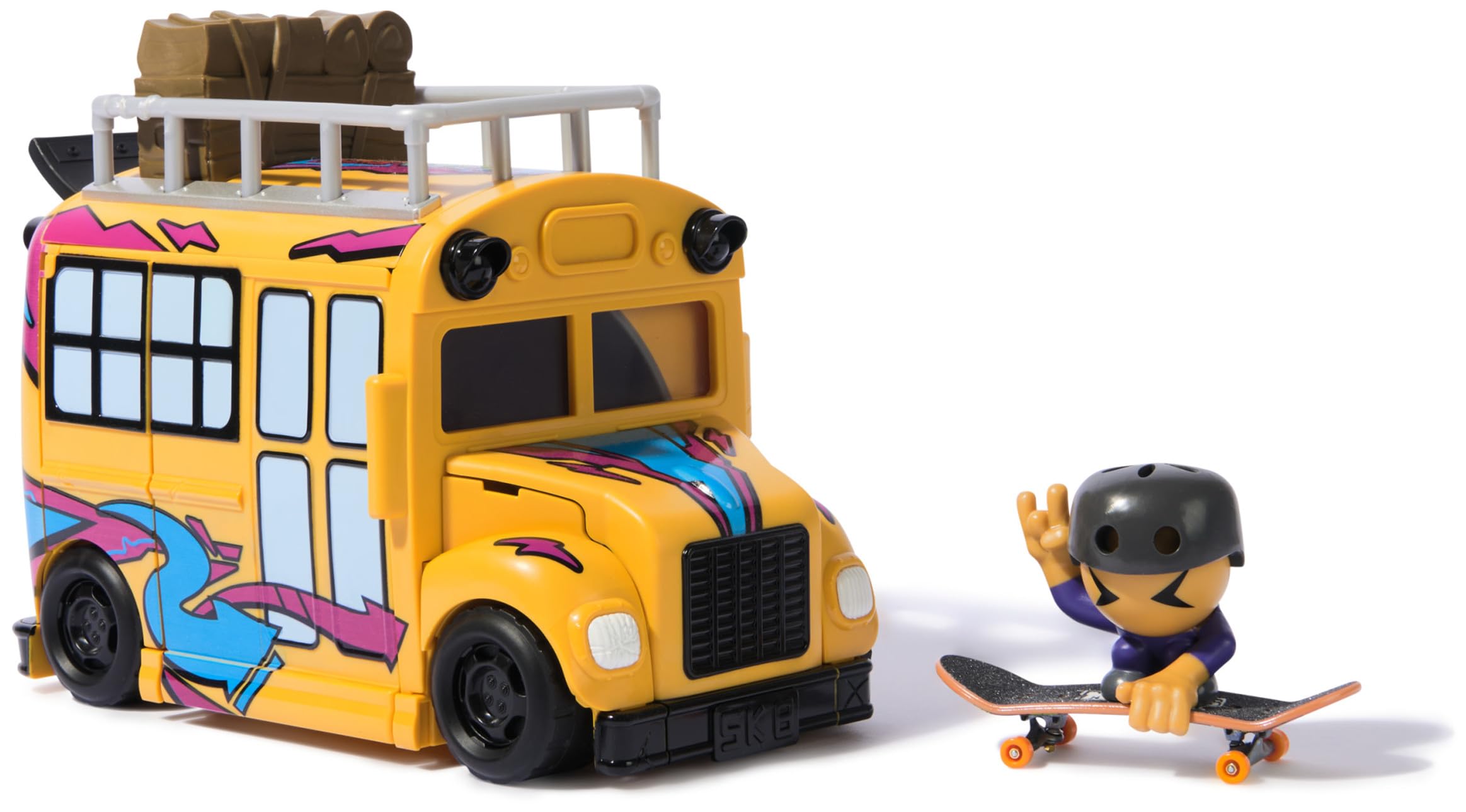 Tech Deck Sk8 Crew, Autobus E Contenitore Trasformabile 2-In-1 Ultra Sk8 Con Fingerboard E Personaggio, Mini Skateboard Da Collezione, Giocattoli Per Bambini Da 5 Anni In Su-image