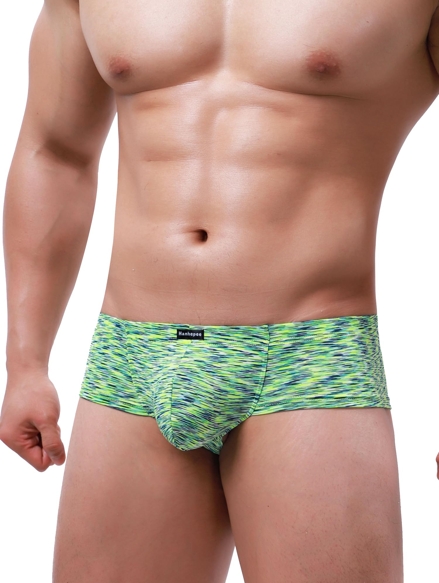 Boxer da uomo colorati e sfacciati, sexy, elasticizzati, a vita bassa, a vita bassa, ad asciugatura rapida, mini perizoma
