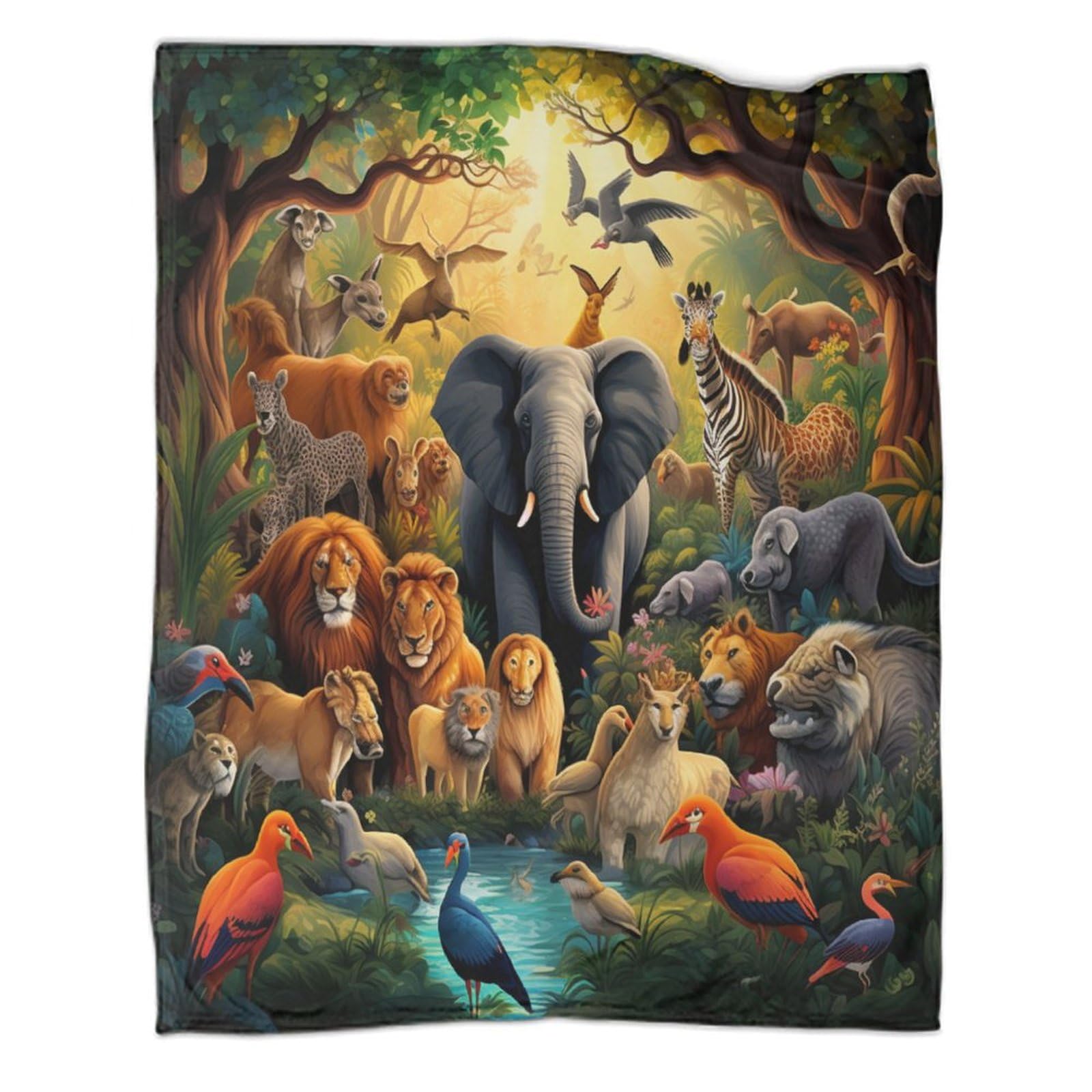 UENDOKRNN Jungle Animals Blanket 3D Blanket, Warm & Cosy Blankets For Beds, for Kids Boys Adults 80x90inch(200x230cm)
