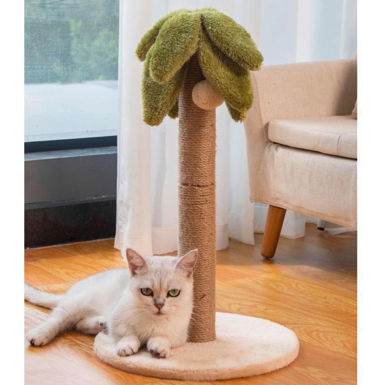 ねこ。 猫爪とぎポール 猫 花 ヤシの木 キャットポール つめとぎ サイザル麻