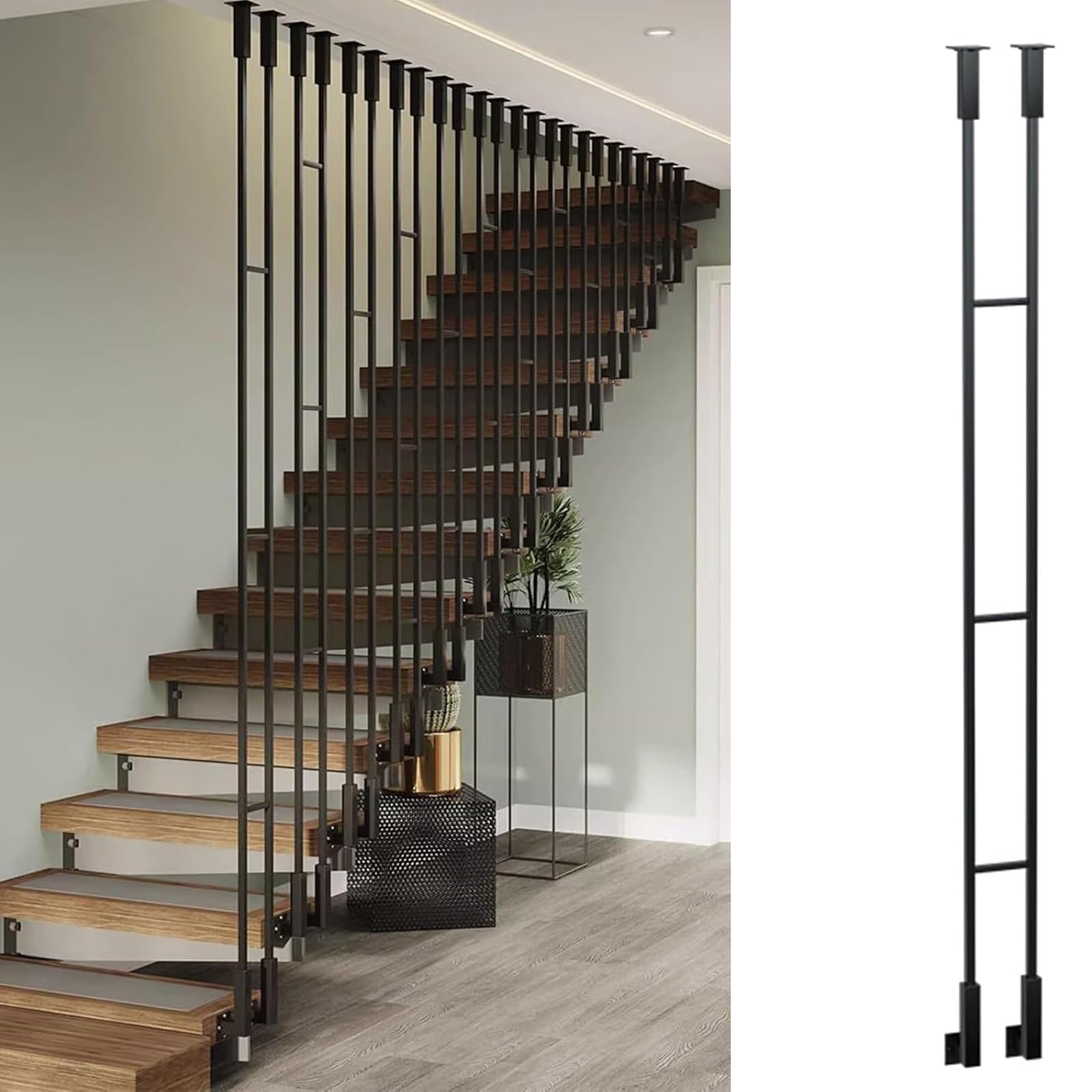 Balaustres de metal regulables para escaleras y pasamanos laterales en sótanos