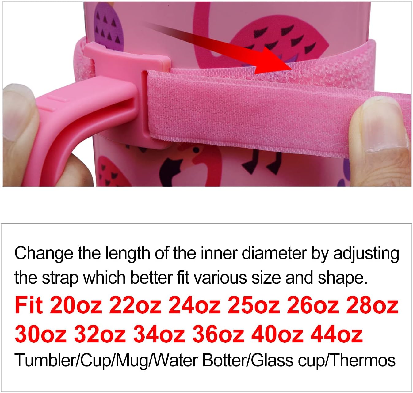 Adjustable Tumbler Handle for YETI 20 Oz 30Oz 40OZ, 20oz to 44 Oz RTIC, Ozark Trail, Simple Modern, SIC, SUNWILL, Tervis, Beast and More Brand Tumbler Cup Mug, NO Brand Limitid Pink - Image 4