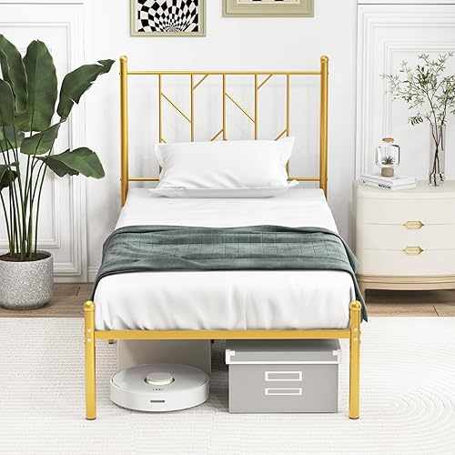 Miniatura 34 de Giantex Base de cama de metal negro con cabecera de estilo victoriano, base de cama de plataforma de 12.5 pulgadas con soporte de 14 listones de