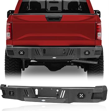 u-Box 2020 F150 Rear Bumper Steel Back Step Bumper w/LED Lights for Ford F-150 2018 2019 2020 Pickup Trucks Excluding Raptor, Compatible with Factory Backup Sensors