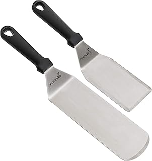 Professional Stainless Steel Spatula Set - Pancake Flipper or Hamburger Turner and Griddle Scraper – Metal Utensil Great f...