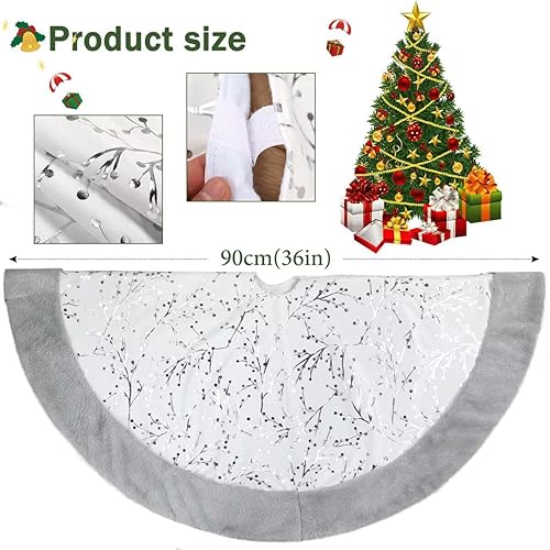Miniatura 3 de Falda de árbol de Navidad, color gris plateado de 36 pulgadas, de pelo sintético, decoración de Navidad, base de árbol, alfombras de terciopelo