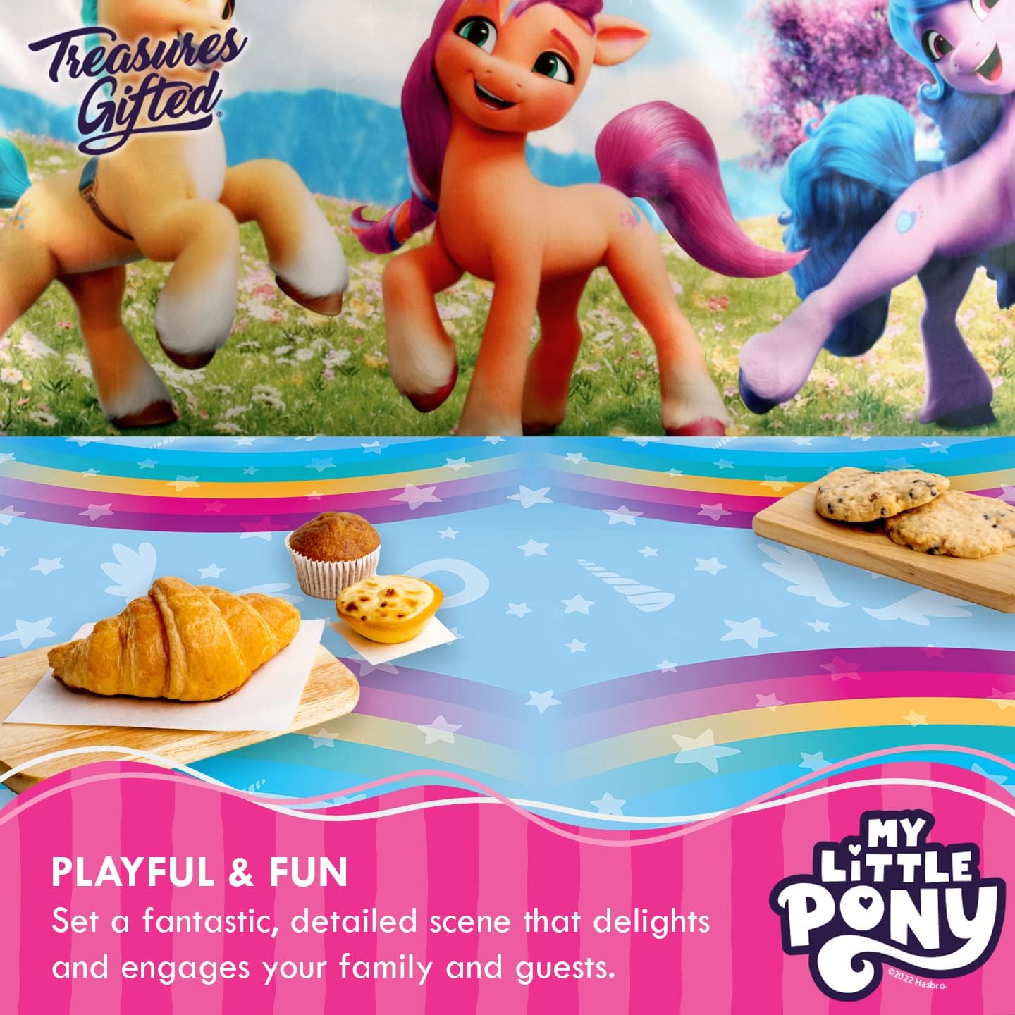 Treasures Gifted Officially Licensed My Little Pony Birthday Party Supplies - Pack of 3 Tablecloth 54in x 108in - My Little Pony Party Decorations - Disposable Plastic Table Cloth Cover