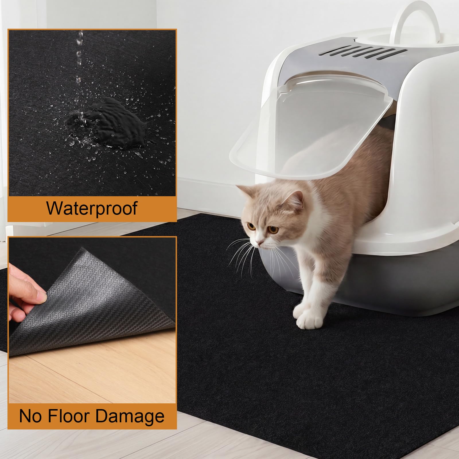 Extra große Katzenstreumatte, 121,9 x 182,9 cm, rutschfeste Gummimatte für mehrere Indoor-Katzen, rutschfeste Katzenstreu, leicht zu reinigen, Jumbo-Größe, sauber für den Innenbereich, Bodenfang
