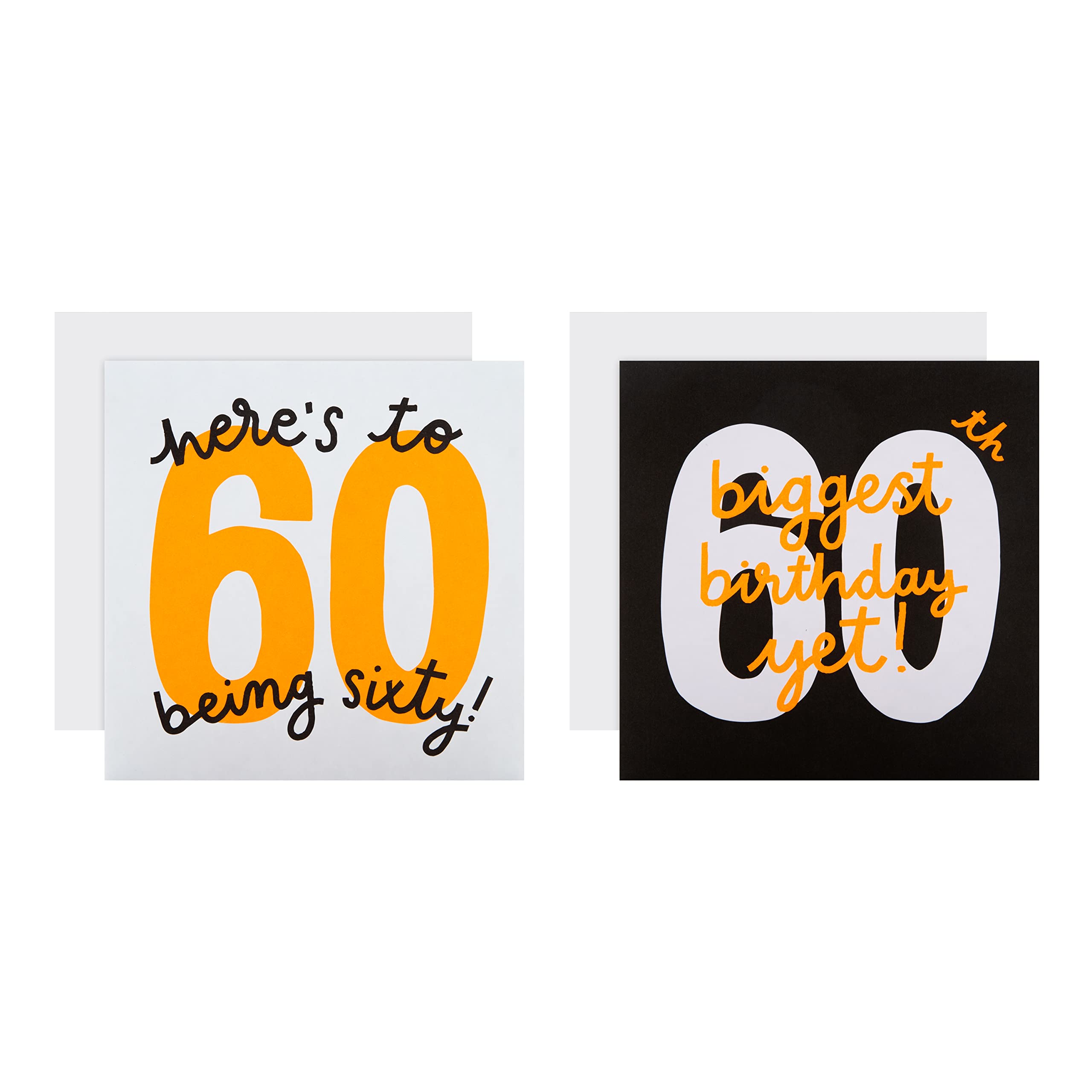Hallmark 60th Birthday Party Invitations - Pack of 10 in 2 Stylish Designs, Black, White, Orange, (25563356)