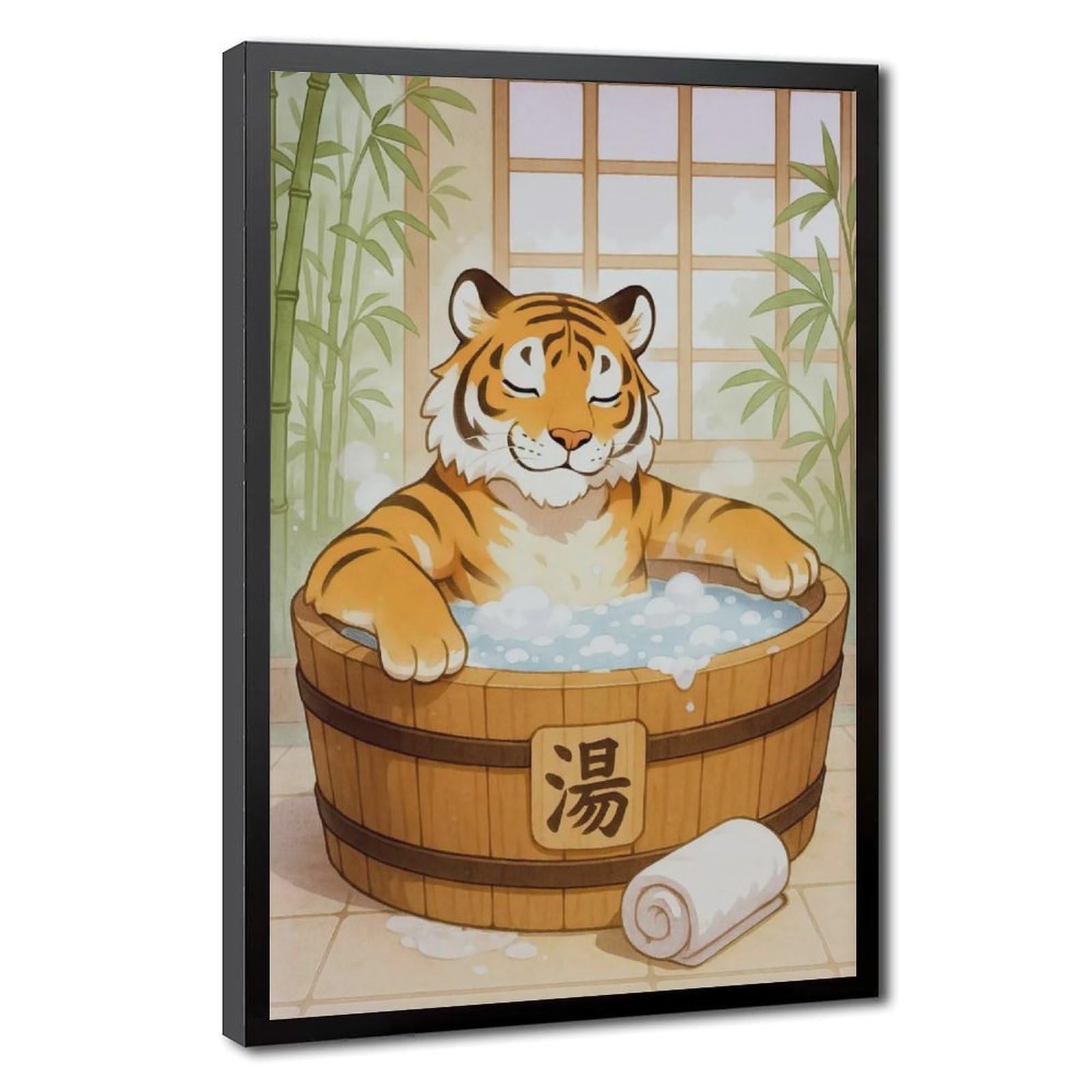 Bareronor Japanese Tiger Bath Canvas Poster Bedroom Decor Landscape Office Room Decor Gift 12" L X 18" W
