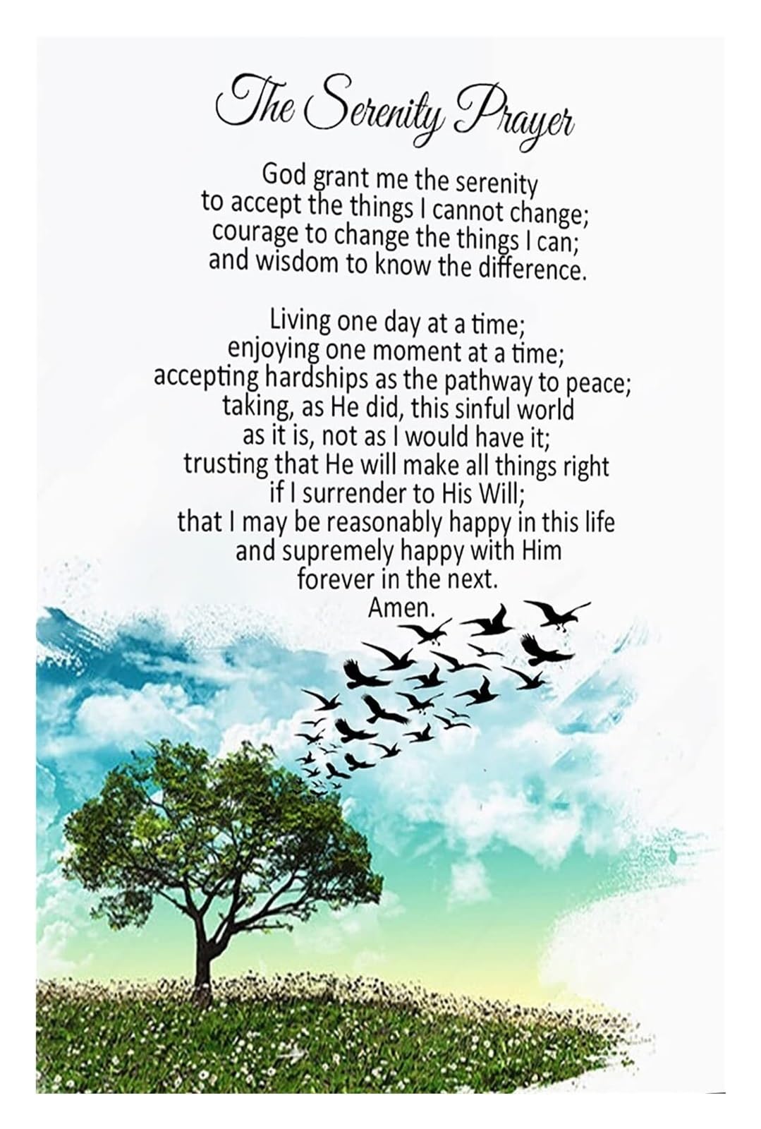 LLBOGRGGN Peaceful Mind Inspirational Print - Serenity Quote Wall-Art with Uplifting Message - Home Office Decor for Calm and Clarity(Unframed,08x12inch(20x30cm))