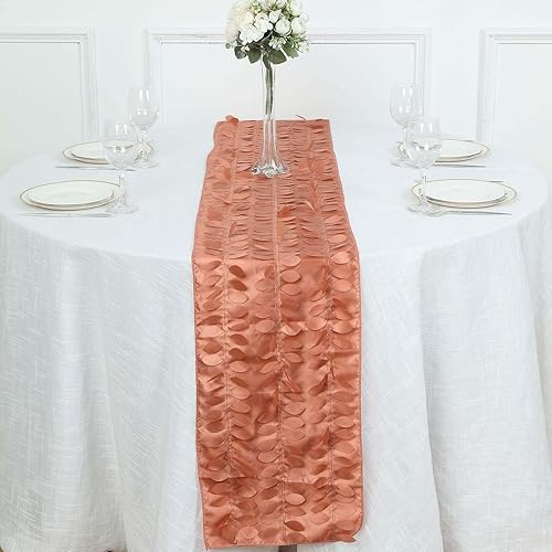 Miniatura 8 de Efavormart - Camino de mesa de tela de tafetán de hoja 3D terracota de 12 x 108 pulgadas