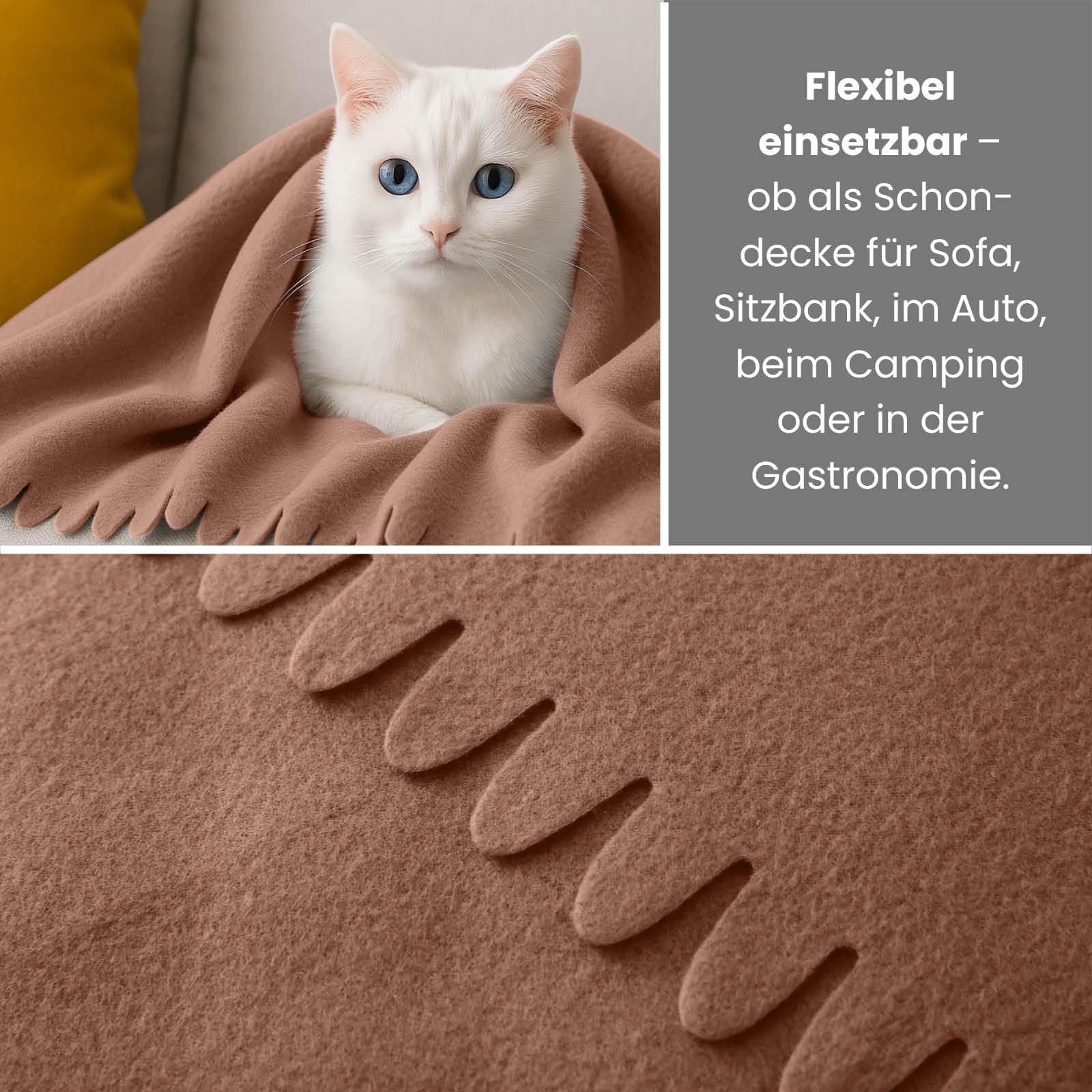 wometo 16er Set Wave Fleecedecken 120x160 cm – Oeko-TEX ca. 300g weiche Fleece Decke mit Wellenrand Anti-Pilling braun