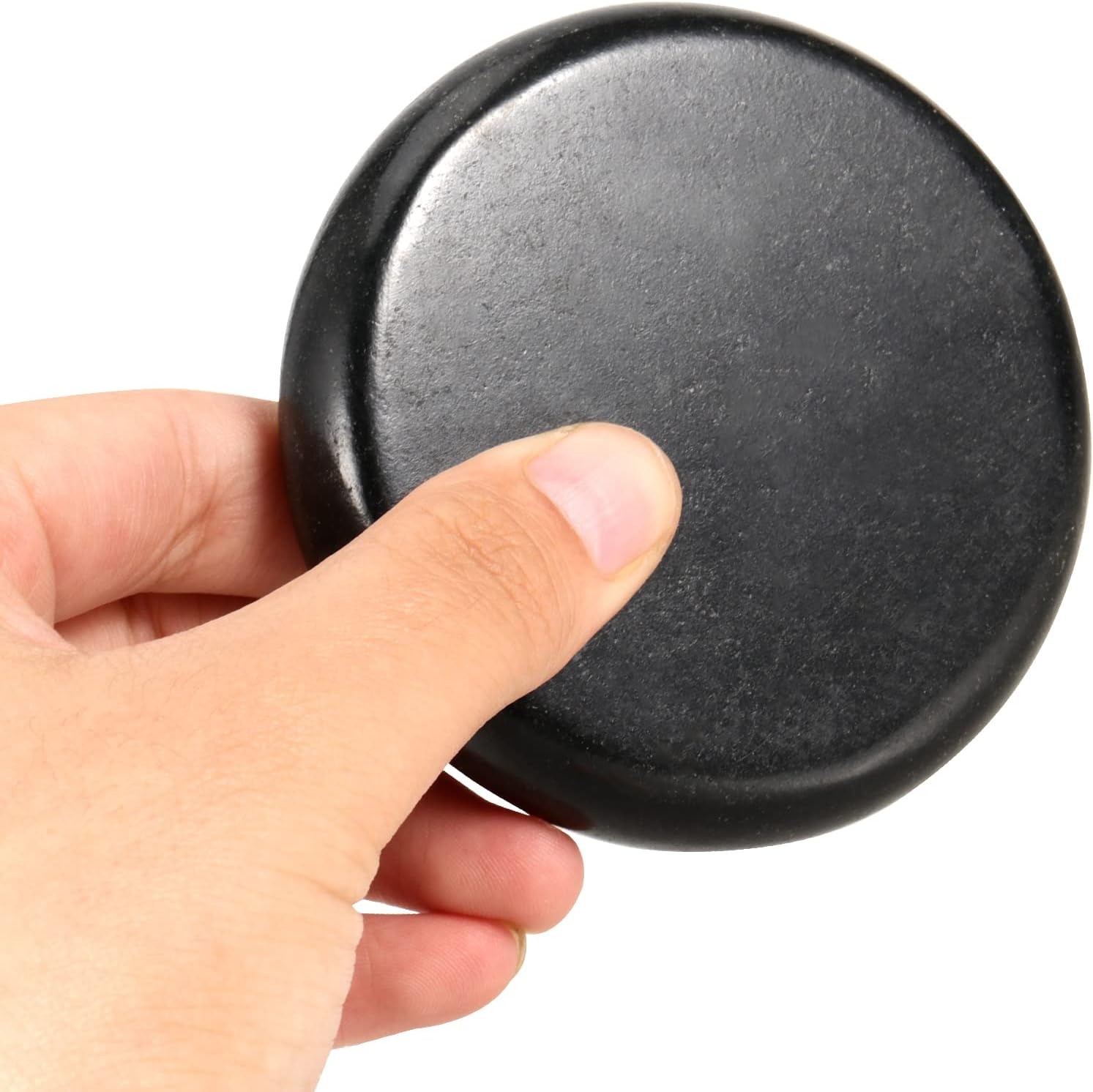 SINJEUN 22 Pack 3.5 Inch Basalt Massage Stones, Large Basalt Massage Rocks Round Hot Stones for Home Spa, Relaxing, Healing, Pain Relief, Black