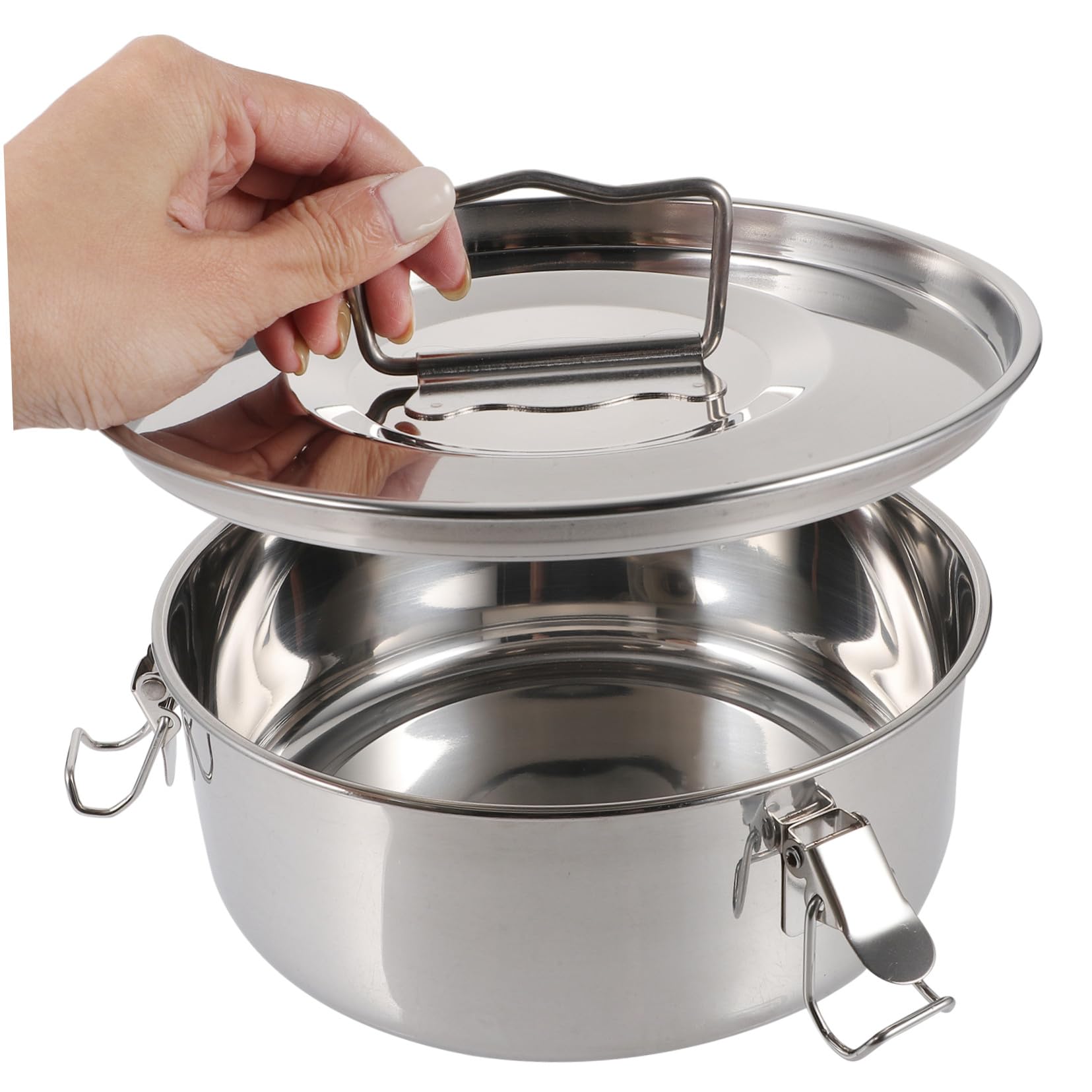Molde para Flan de Acero Inoxidable con Tapa y Mango para Hornear | Recipiente para Flan, Uso en Vaporera de Alimentos, Acabado Plata, Apto para Maíz y Arroz
