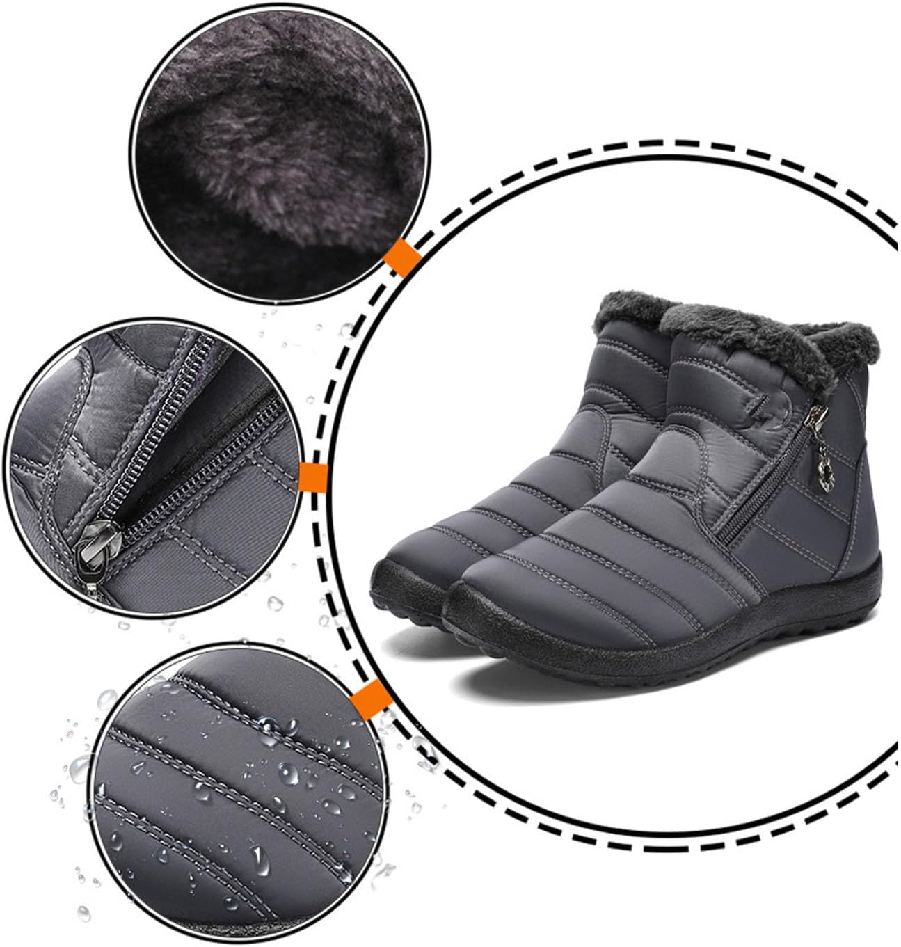 Women's Cozy Winter Waterproof Anti-Slip Boots,Winter Boots for Women Waterproof Womens Snow Boot Warm - Ankle Fur Lined Booties Outdoor