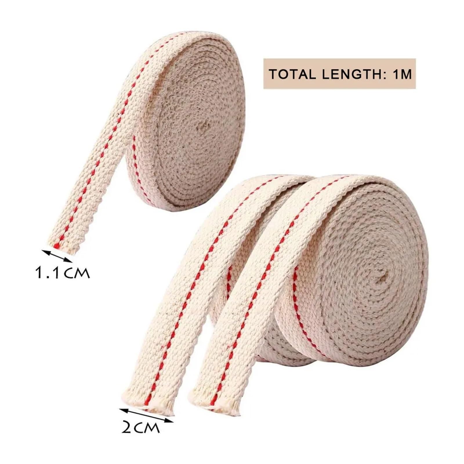 Wymień mocny knot z bawełny Pleciony bawełniany knot płaski 1 m długości, szerokość 1,1-2,5 cm do lamp naftowych i świeczników(0.43in x 39.37in)