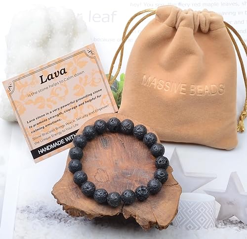 Vista 330 de MASSIVE BEADS Pulsera elástica de yoga hecha a mano con piedra natural, cristal curativo, energía, regalos para adultos unisex de 0.157 in, 0.236