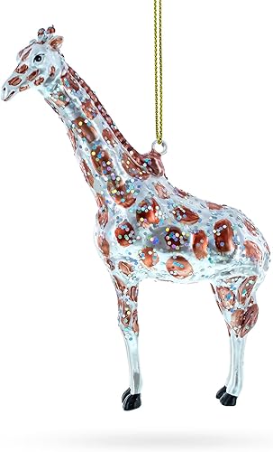 Miniatura 8 de Deslumbrante safari de jirafa con purpurina - Adorno navideño de vidrio soplado