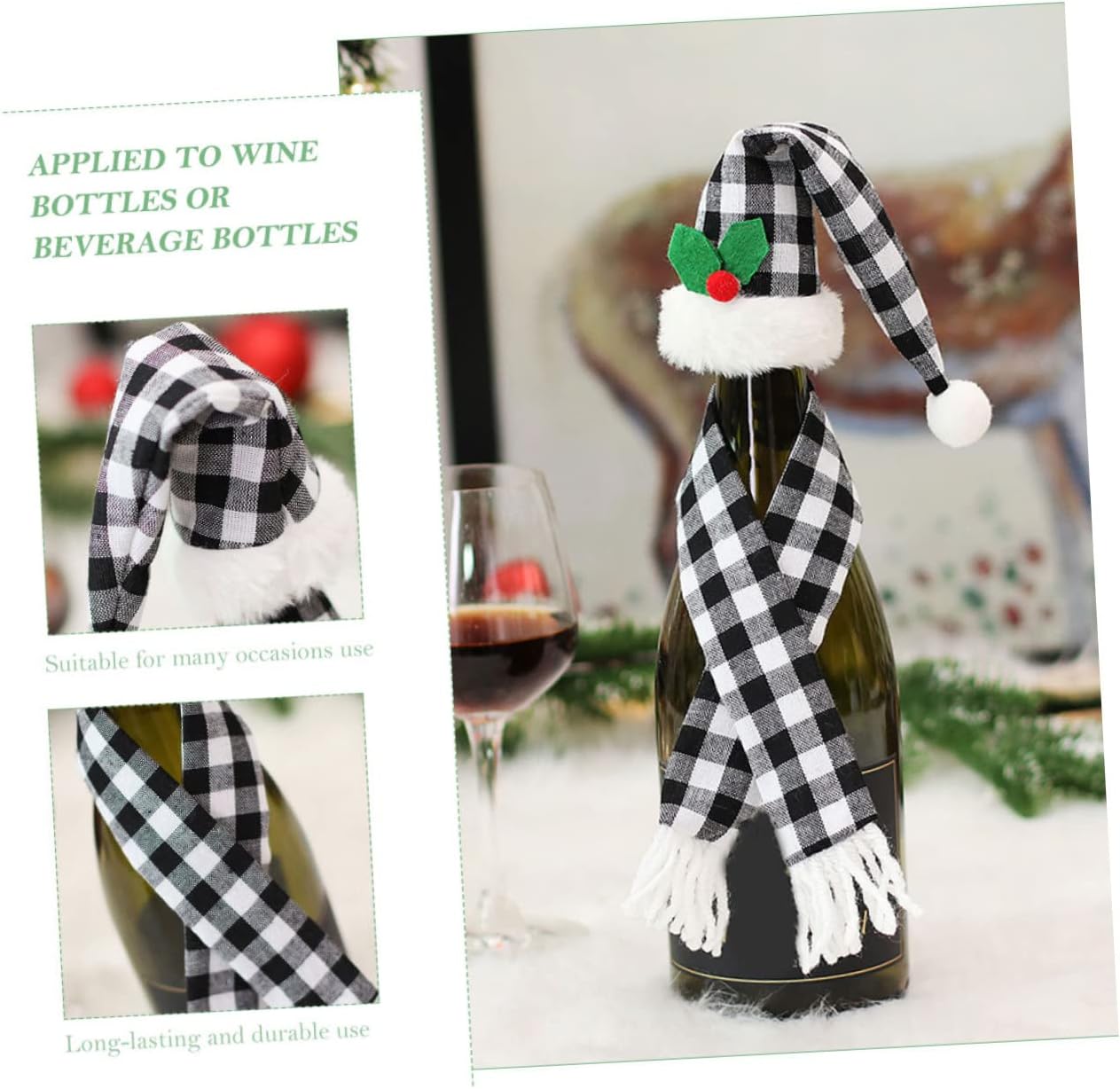 Xmas Wine Bottle Cover 2 Sets Cloth Christmas Decor for Party