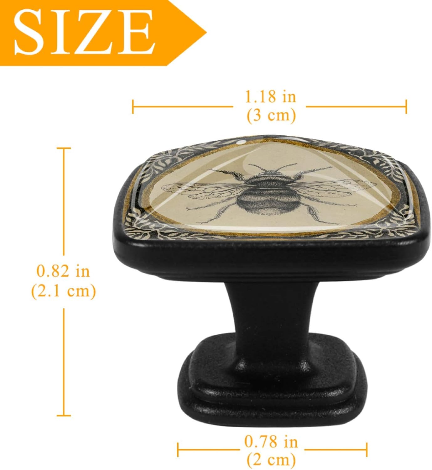 4 Pcs Square Cabinet Handle Cupboard Knob Drawer Pulls Handle Bee Drawer Knobs with Screws Furniture Decoration