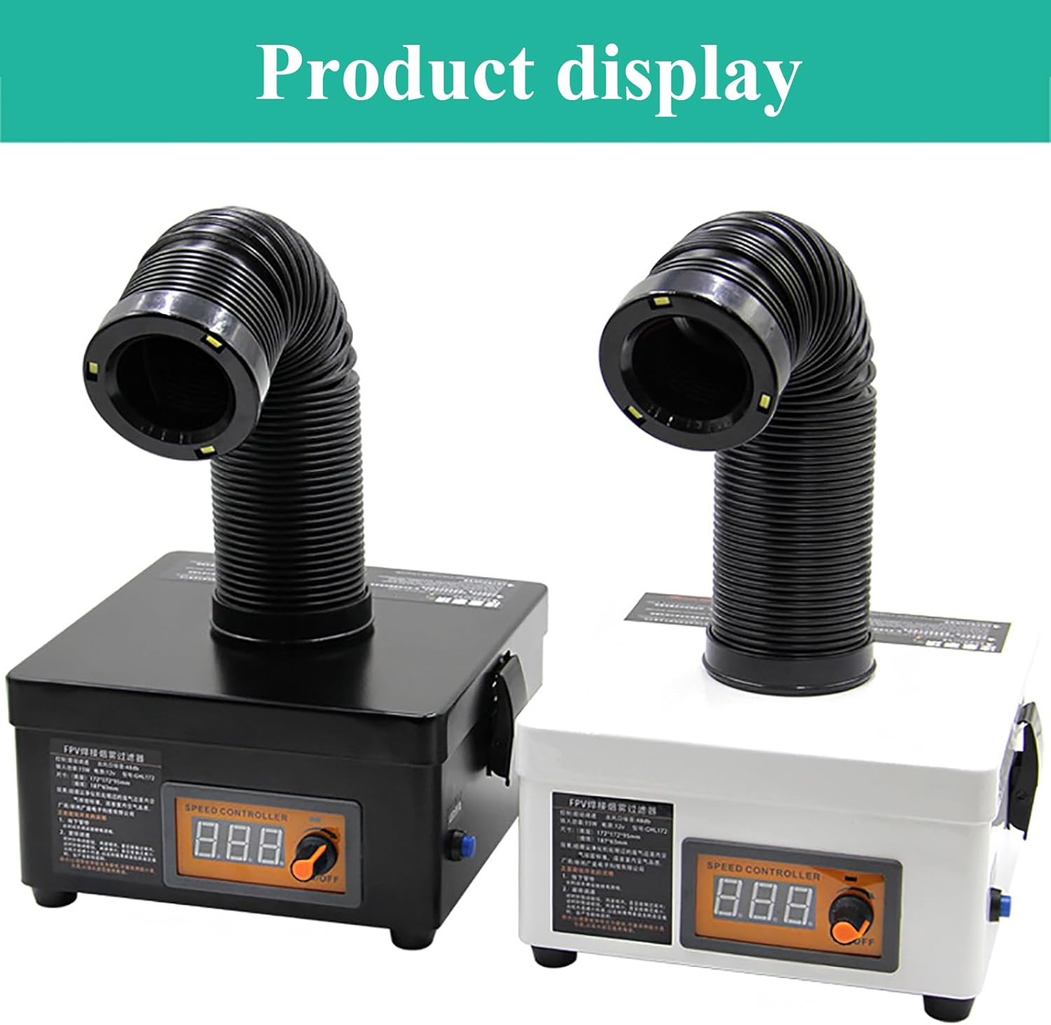 Desktop Soldering Smoke Extractor, Small Smoke Absorber with LED Display, Infinitely Adjustable Wind Speed, HEPA+Activated Carbon Filter Layer to Avoid Inhalation of Smoke