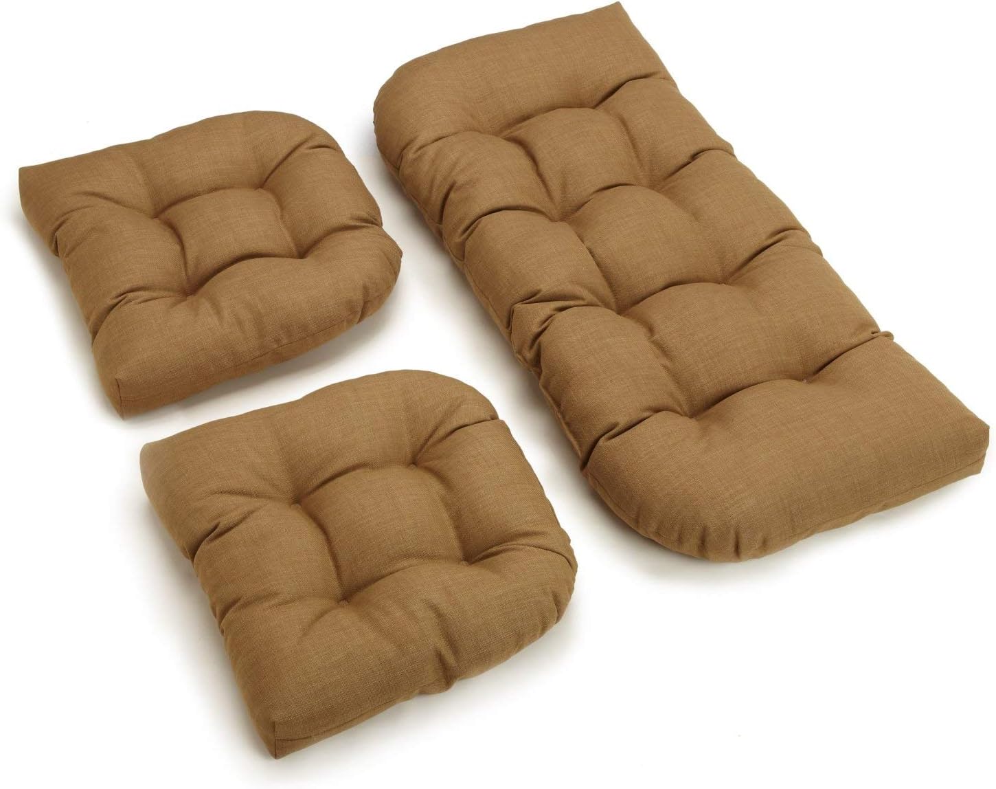 Blazing Needles Indoor/Outdoor Rounded Back Settee Cushion Set, Wheat 3 Count