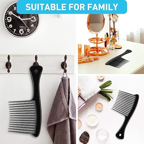 Miniatura 6 de Peine de dientes anchos, peine grande y grueso, peines de ducha para cabello lacio y rizado húmedo, dientes redondos, sin daños en el cabello, color