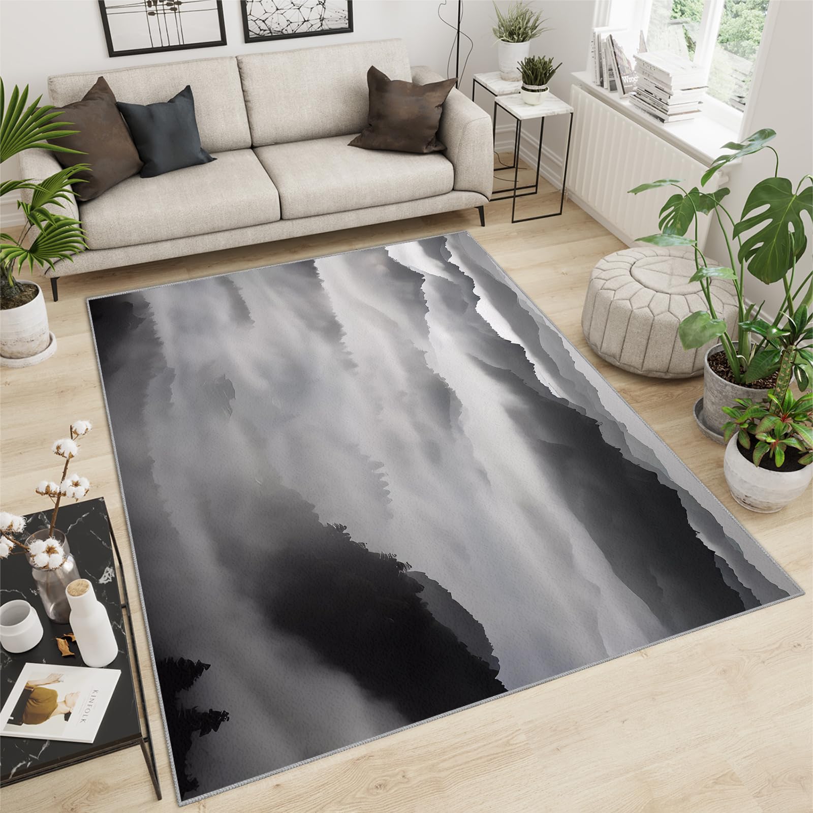 Peinture de Paysage à l'encre Tapis Art Moderne Coussin de Canapé
