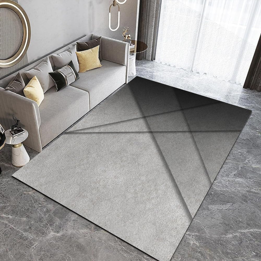Tapis de salon 300x200 cm à texture géométrique 3D en flanelle douce pour chambre et salle à manger