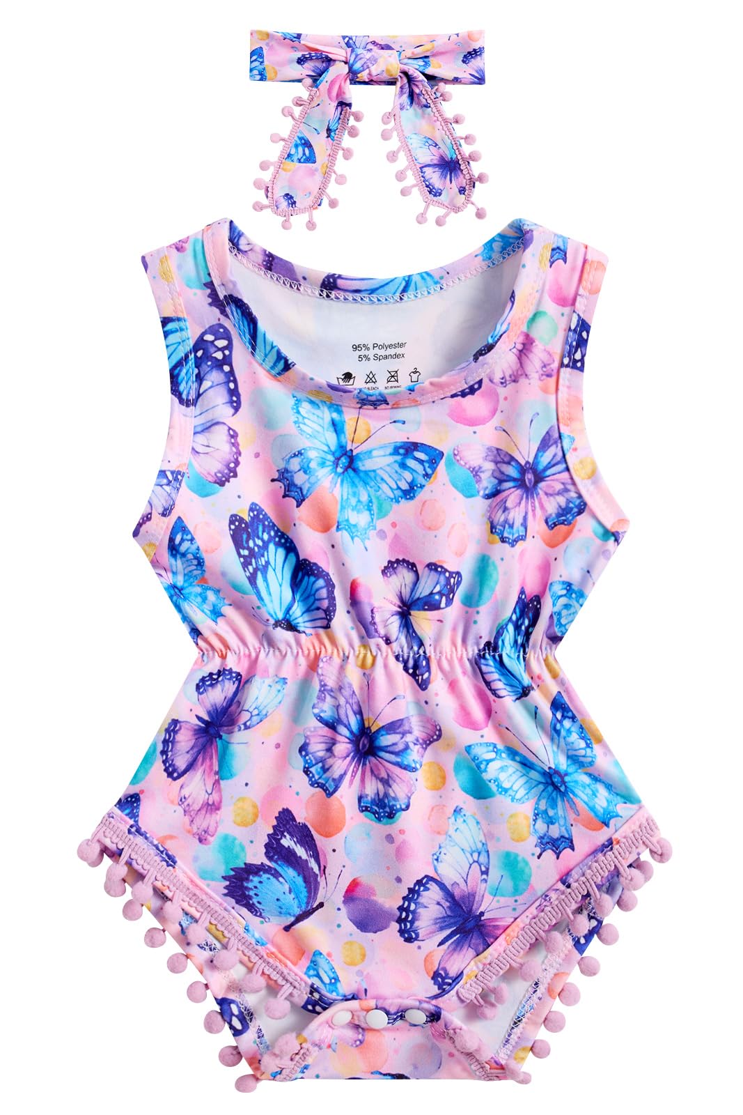 BFUSTYLE Baby Girl Clothes 0-24 Months Outfit Sleeveless Infant Romper Bodysuit with Headband