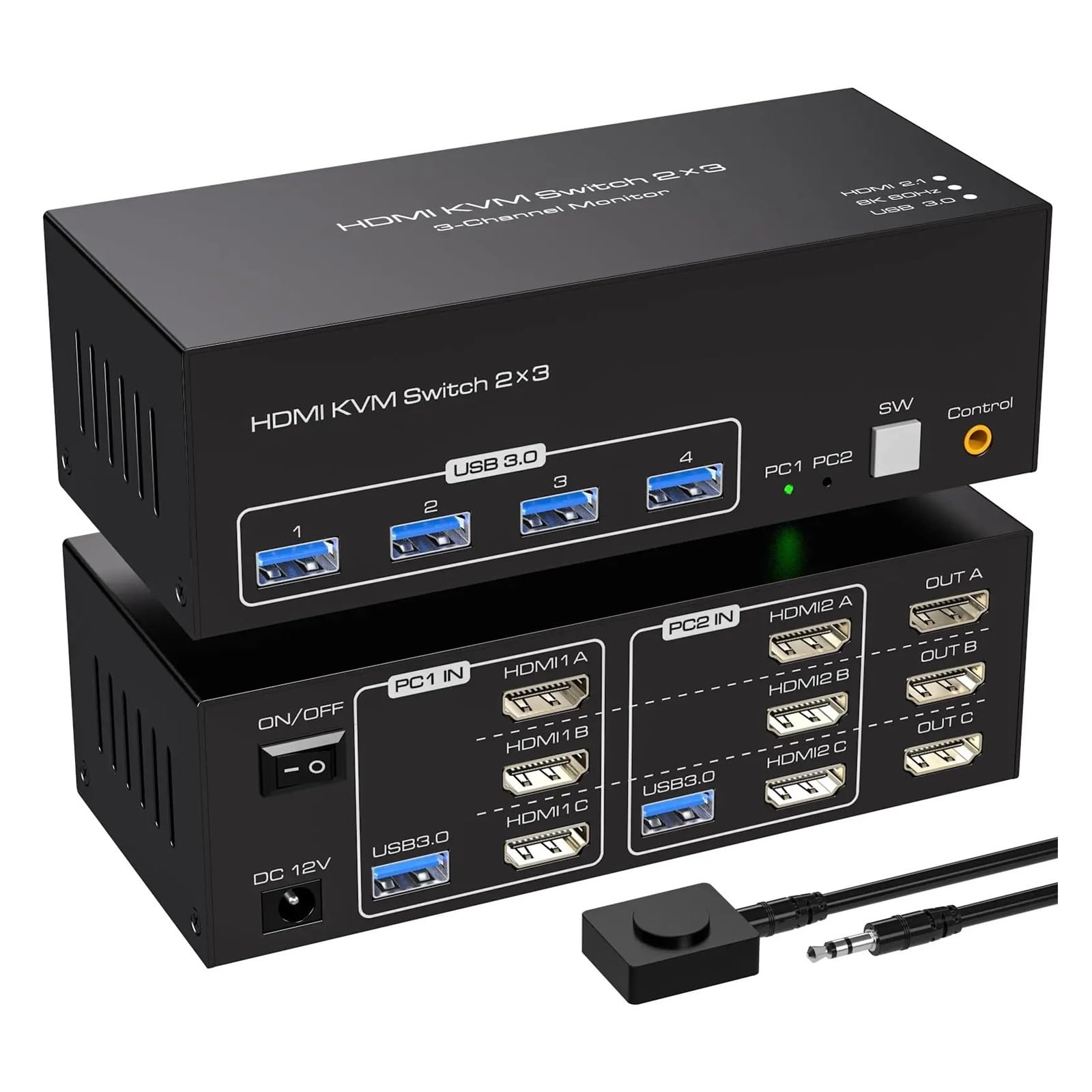 8K 2x3 Triple Monitor KVM Switcher for 2 Computers,HDMI USB 3.0 KVM Switch 3 Monitors 2 Computers 8K 60Hz 4K 120Hz(US Plug)-picture-45
