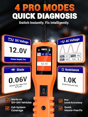 Vista 3 de KZYEE Kit de sonda de circuito de alimentación KM10, probador de circuito automotriz de 12 V 24 V, multímetro digital, buscador corto, probador