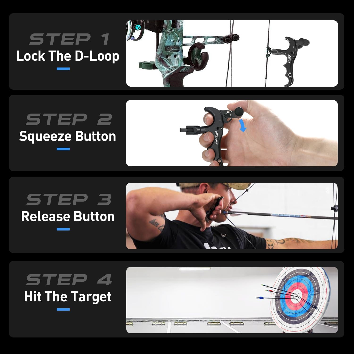 Bow Release for Compound Bow,Aluminum 360°Rotatable,Archery Release Trigger,for Both Right and Left Handers,for Both Youth and Adults,Adjustable Sensitivity and Angle,Tool Included