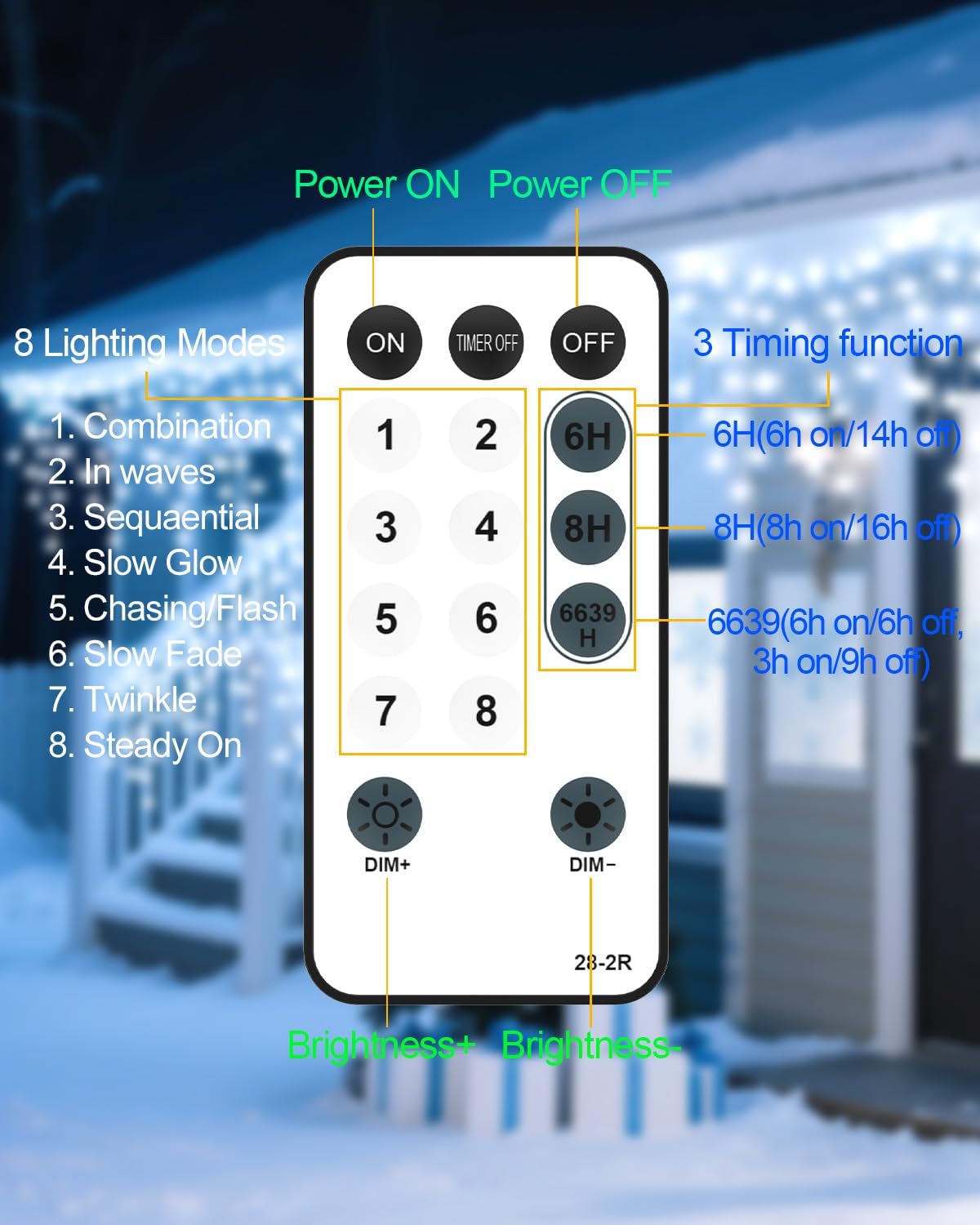 Christmas Ice Lights Outdoor, Cold White 33FT 306 LED 8 Modes Plug in Xmas Tree Decorations Twinkle Fairy Light String with Remote Timer Memory for Roofline Yard Party Wedding Camping Decor