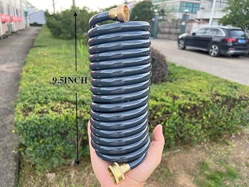 Miniatura 2 de SANFU Manguera de agua de jardín con retroceso de poliuretano de 38 pulgadas de diámetro interior x 15 pies de alta calidad con accesorios de latón