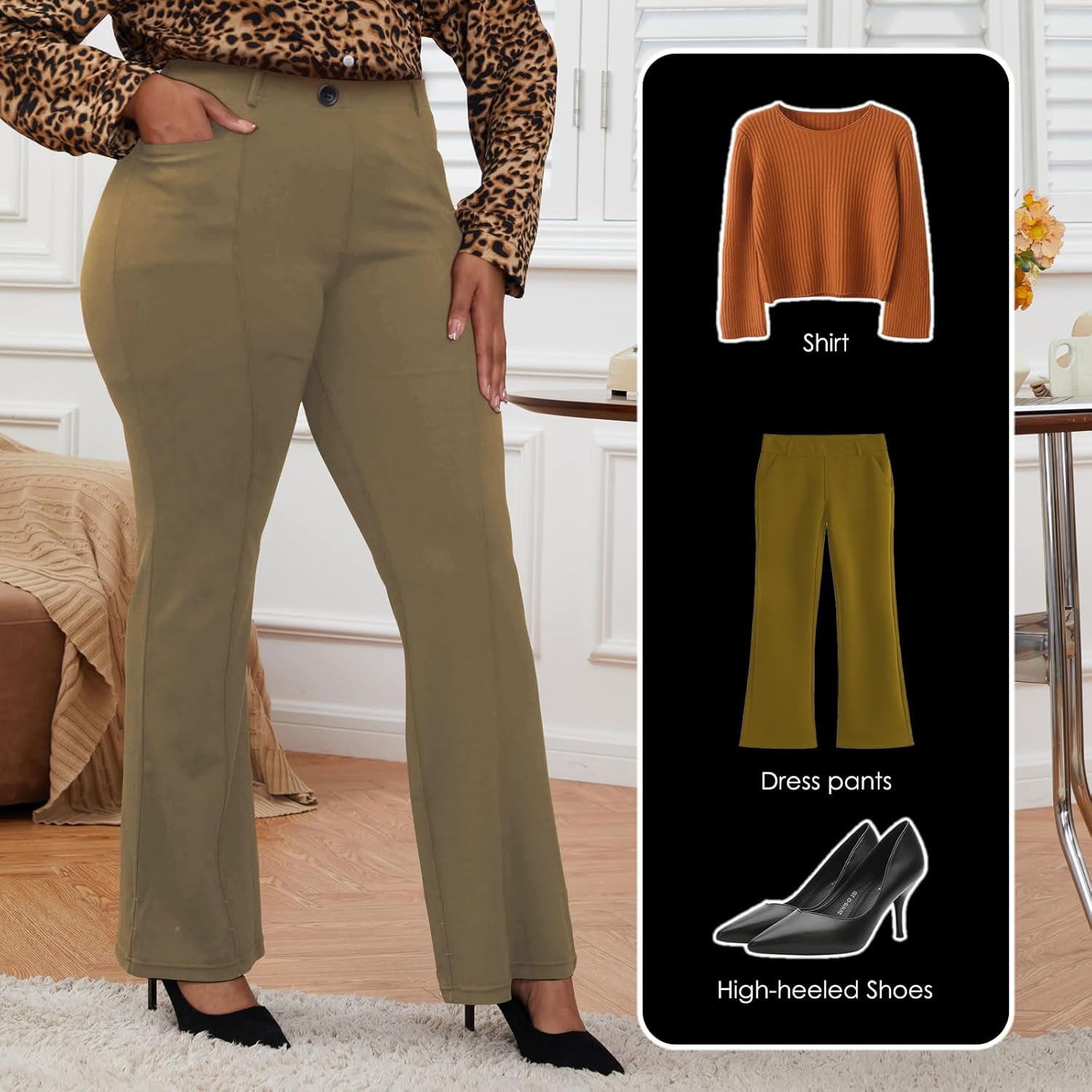 Wrinkle-Free Stretch Dress Pants Plus Size for Women Pull-on Pant Ease into Comfort Office Pant - Image 3